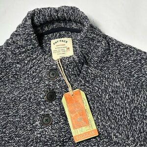 New Fat Face Sweater Mens 2XL Marled Heavy Henley Pullover Long Sleeve Jumper